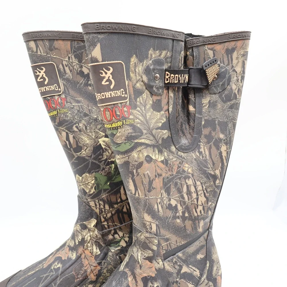 Browning 70100 Waterproof Rubber Boots Mens 8 Camo Hunting NWT